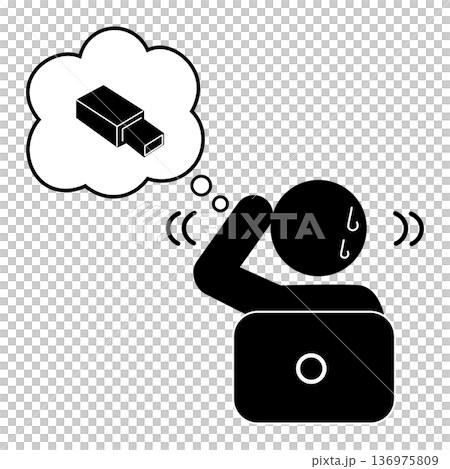 Pictogram of a person searching for a lost USB memory stick 136975809
