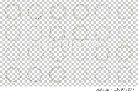 綠色漸層手繪植物線圖集。 136975877