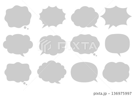 汎用性の高い灰色吹き出し素材【 吹き出し口移動可能 】 136975997