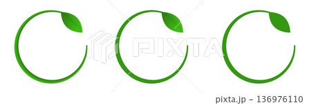 Green circular leaf designs on white background 136976110