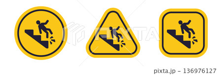 Slip hazard warning signs: circle, triangle, square variants Slip hazard warning signs: circle, triangle, square variants 136976127