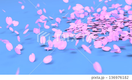 舞う桜の花びら　春の桜吹雪　CG 136976182