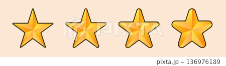 Row of four shiny golden stars on soft background Row of four shiny golden stars on soft background 136976189