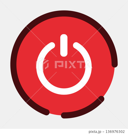 Red power button icon in circular design Red power button icon in circular design 136976302