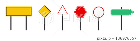 Colorful road signs: shapes and colors visual guide 136976357