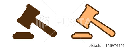 Brown and beige gavel icons: legal symbols for justice Brown and beige gavel icons: legal symbols for justice 136976361