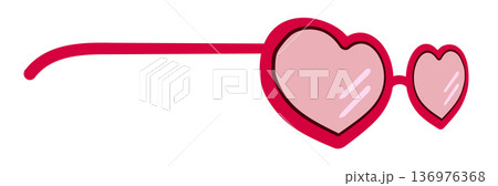 Heart-shaped sunglasses with red frame Heart-shaped sunglasses with red frame 136976368