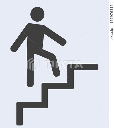 Person climbing stairs symbol on light background 136976513