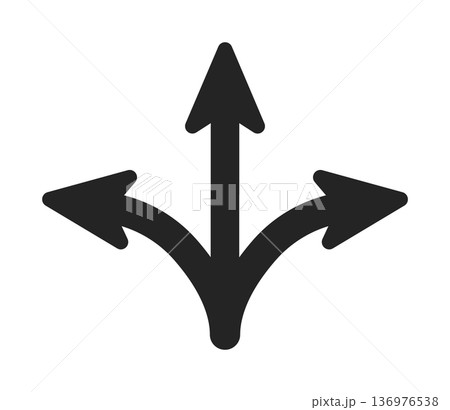 Black arrow sign with three directions Black arrow sign with three directions 136976538
