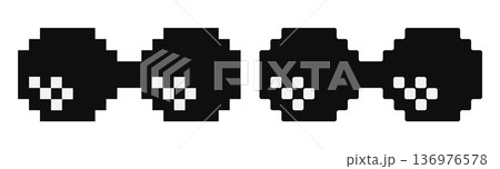 Pixelated sunglasses icon design for retro style 136976578