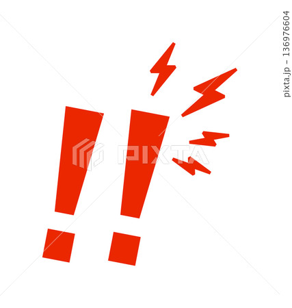 Red exclamation marks and arrows on white background 136976604