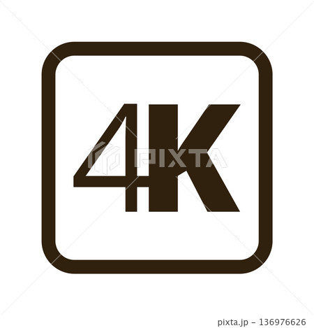4k icon in bold black letters on white background 4k icon in bold black letters on white background 136976626