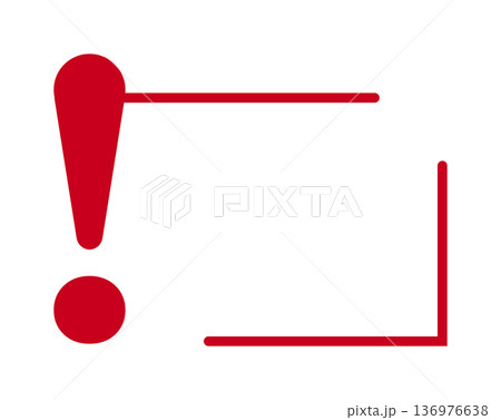 Exclamation point with red l-shaped frame on white background 136976638