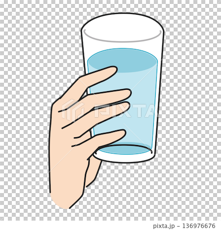 一手拿著一杯水的插圖 136976676