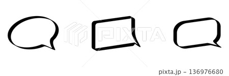 Three stylized speech bubbles in black outline design Three stylized speech bubbles in black outline design 136976680