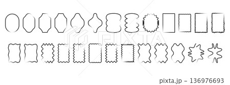Set of monochrome black wavy frames. Mixed rectangle labels and soft borders for text highlights, title blocks minimal Set of monochrome black wavy frames. Mixed rectangle labels and soft borders for text highlights, title blocks minimal 136976693