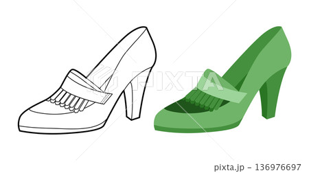 Kiltie pump women green heel flat plus line set. Fringe loafer inspired dress footwear for campus, workday, capsule 136976697