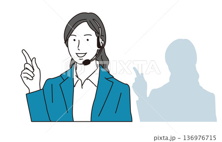 案内をするコールセンターの女性のイラスト素材 案内をするコールセンターの女性のイラスト素材 136976715
