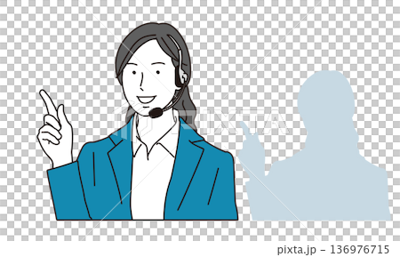 案内をするコールセンターの女性のイラスト素材 案内をするコールセンターの女性のイラスト素材 136976715