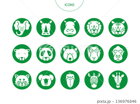 動物園　アイコン ピクトグラム　ベクター イラスト　セット 136976846