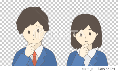 神情憂慮的商務人士（上半身，一組） 136977174