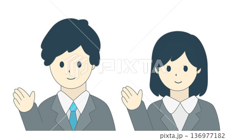 笑顔で案内するビジネス男女(上半身・セット) 笑顔で案内するビジネス男女(上半身・セット) 136977182