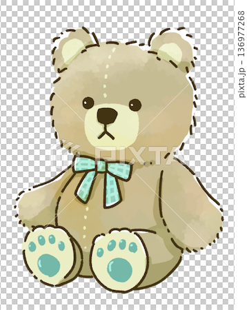 Hand-drawn illustration of a fluffy teddy bear Hand-drawn illustration of a fluffy teddy bear 136977268