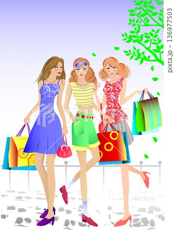 女性、ショッピング 136977503