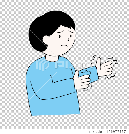 Illustration of a man suffering from hand tremors and vector material of health anxiety Illustration of a man suffering from hand tremors and vector material of health anxiety 136977557