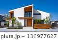 シンプルな日本の二階建て住宅、戸建て住宅 136977627