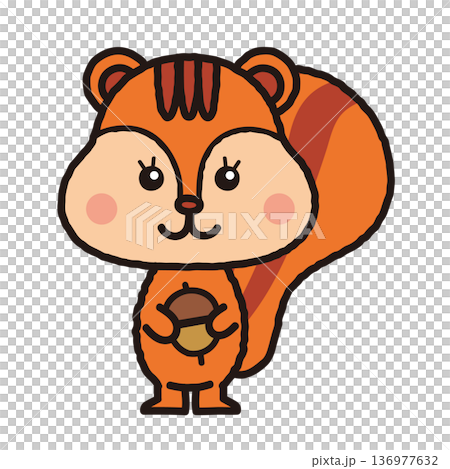 リスがどんぐりを持っているイラスト 136977632