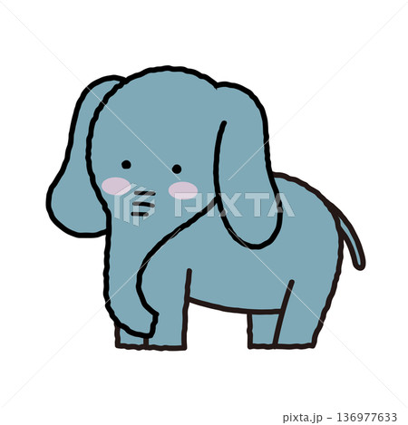 ゾウのシンプルかわいいイラスト 136977633