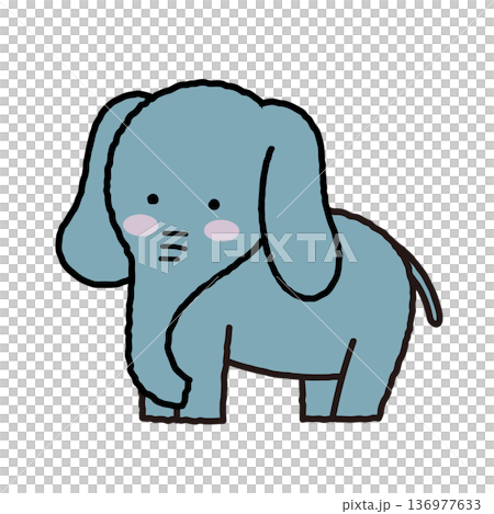 ゾウのシンプルかわいいイラスト 136977633