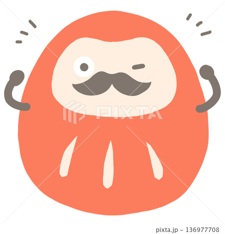 ウィンクしてる赤いダルマのイラスト 136977708