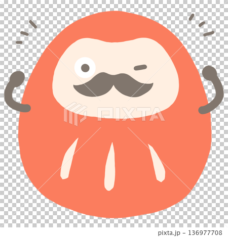ウィンクしてる赤いダルマのイラスト 136977708