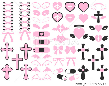病みかわいいイラスト素材セット 病みかわいいイラスト素材セット 136977713