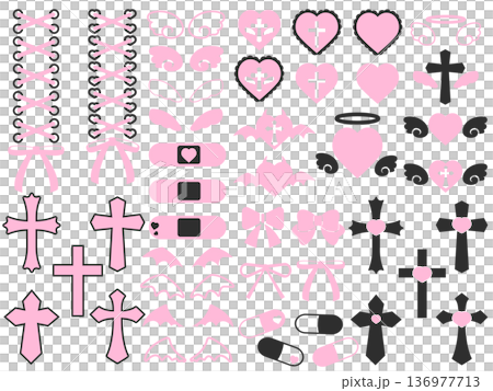 病みかわいいイラスト素材セット 病みかわいいイラスト素材セット 136977713