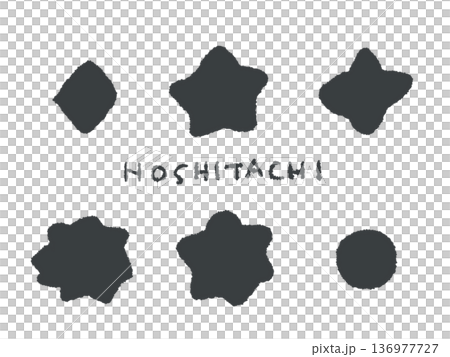 アイコンやシンボルマークとして、デザイン時に使いやすい手描きならではのイラスト・星 136977727