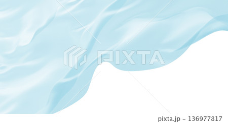 Abstract light blue sheer fabric flowing in the wind isolated on white background with copy space transparent cloth 3D render Abstract light blue sheer fabric flowing in the wind isolated on white background with copy space transparent cloth 3D render 136977817