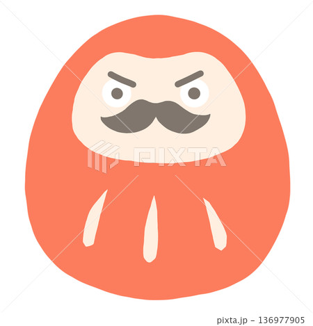 両目を開けてる赤いダルマのイラスト 136977905