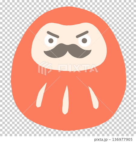 両目を開けてる赤いダルマのイラスト 136977905