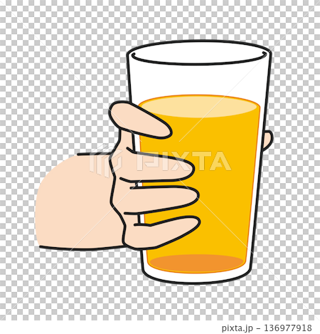 Illustration of a hand holding a glass of juice Illustration of a hand holding a glass of juice 136977918