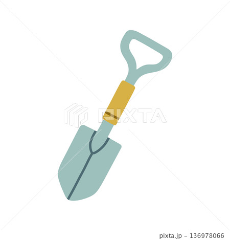 Cute flat vector garden trowel in pastel colors, isolated on white. Perfect for gardening visuals, planting themes, spring projects, kids design, stickers, apps, and stock graphics Cute flat vector garden trowel in pastel colors, isolated on white. Perfect for gardening visuals, planting themes, spring projects, kids design, stickers, apps, and stock graphics 136978066
