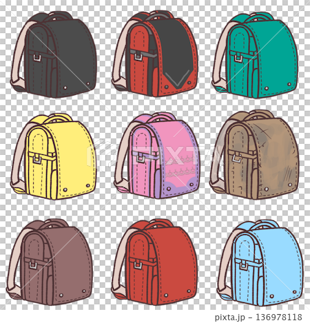 各種書包的插圖集 各種書包的插圖集 136978118