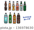 いろいろな飲料　瓶・ペットボトルのイラストセット 136978630