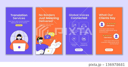 Flat Cartoon Hand Drawn Translation Service Social Media Stories Template Illustration 136978681