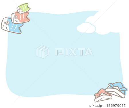 こどもの日 フレーム 淡色 青 文字なし 136979055