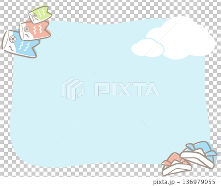 こどもの日 フレーム 淡色 青 文字なし 136979055