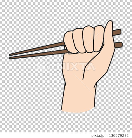 お箸を間違えて持つ手のイラスト 136979282