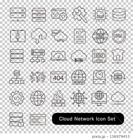 雲端、網路和安全性圖示集 136979453